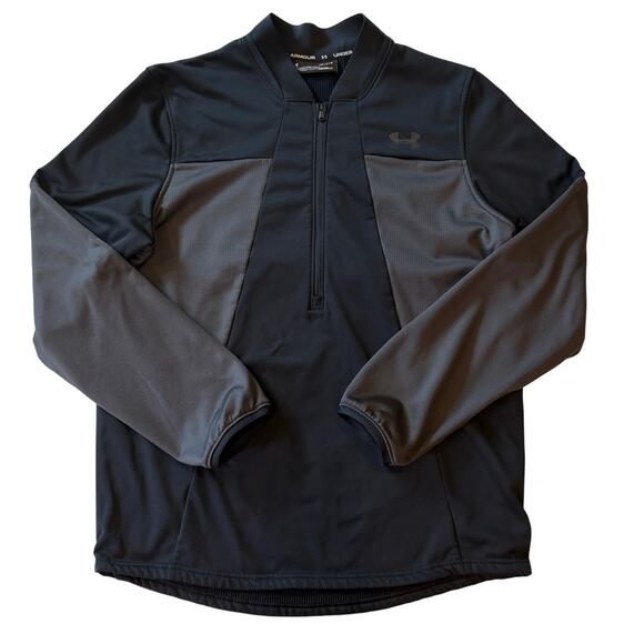 Under Armour Shirt Mens Large Black Loose Coldgear 1/2 Zip Performance Fleece - Picture 1 of 10